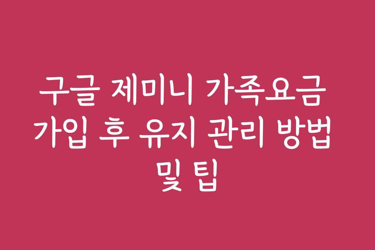 구글 제미니 가족요금 가입 후 유지 관리 방법 및 팁