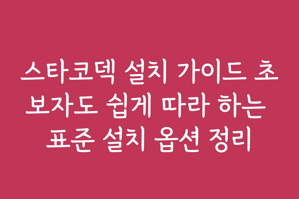 스타코덱 설치 가이드 초보자도 쉽게 따라 하는 표준 설치 옵션 정리