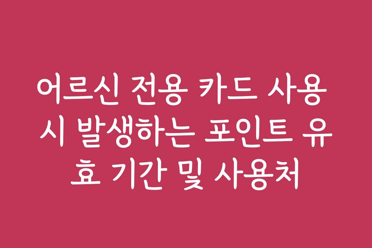 어르신 전용 카드 사용 시 발생하는 포인트 유효 기간 및 사용처