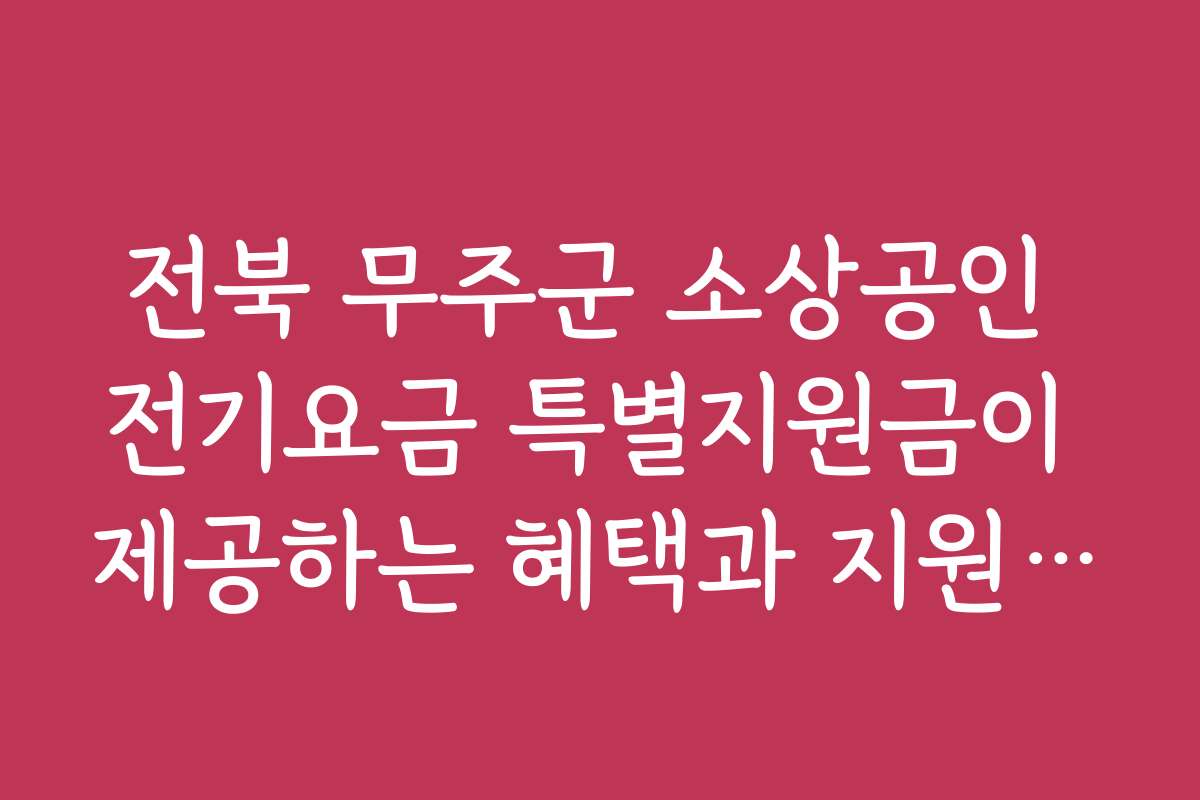 전북 무주군 소상공인 전기요금 특별지원금이 제공하는 혜택과 지원 범위에 대해 상세히 설명합니다