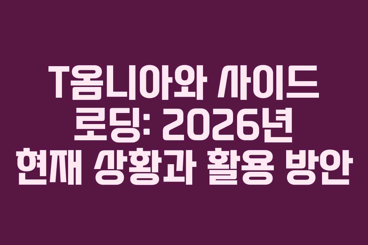 T옴니아와 사이드 로딩: 2026년 현재 상황과 활용 방안 T옴니아와 사이드 로딩: 2026년 현재 상황과 활용 방안