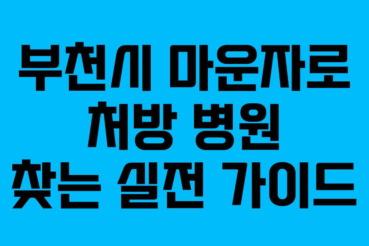 부천시 마운자로 처방 병원 찾는 실전 가이드 부천시 마운자로 처방 병원 찾는 실전 가이드