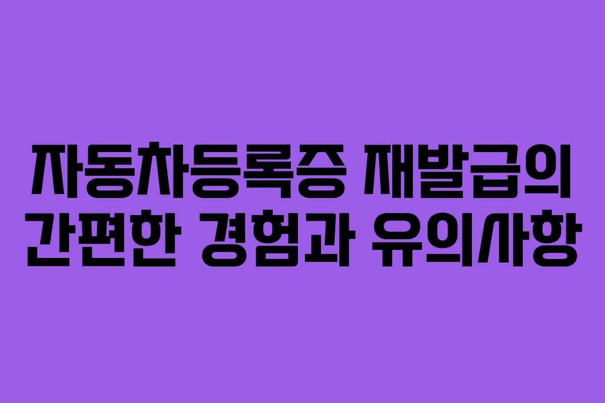 자동차등록증 재발급의 간편한 경험과 유의사항 자동차등록증 재발급의 간편한 경험과 유의사항