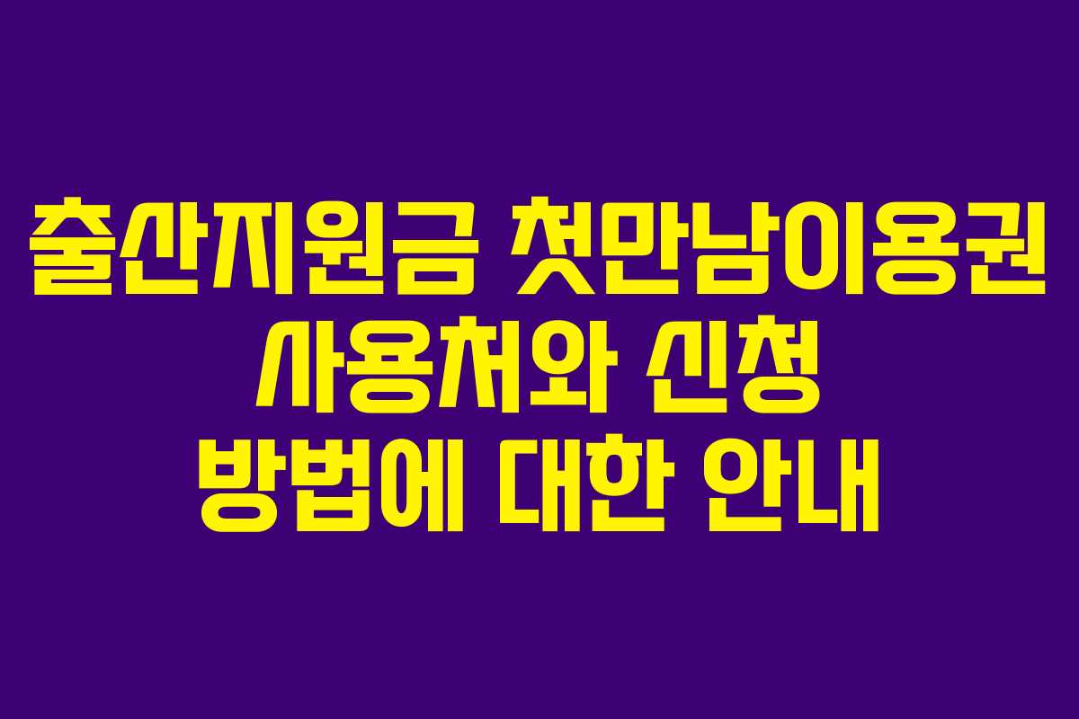 출산지원금 첫만남이용권 사용처와 신청 방법에 대한 안내