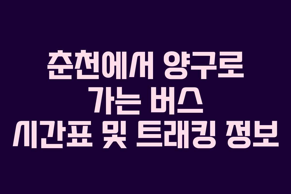 춘천에서 양구로 가는 버스 시간표 및 트래킹 정보