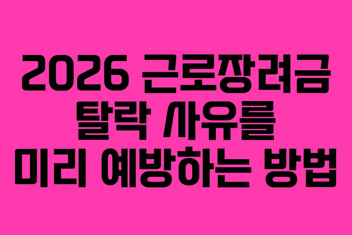 2026 근로장려금 탈락 사유를 미리 예방하는 방법 2026 근로장려금 탈락 사유를 미리 예방하는 방법
