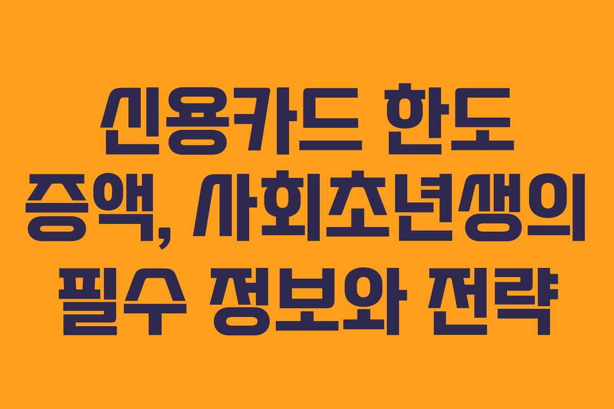 신용카드 한도 증액, 사회초년생의 필수 정보와 전략