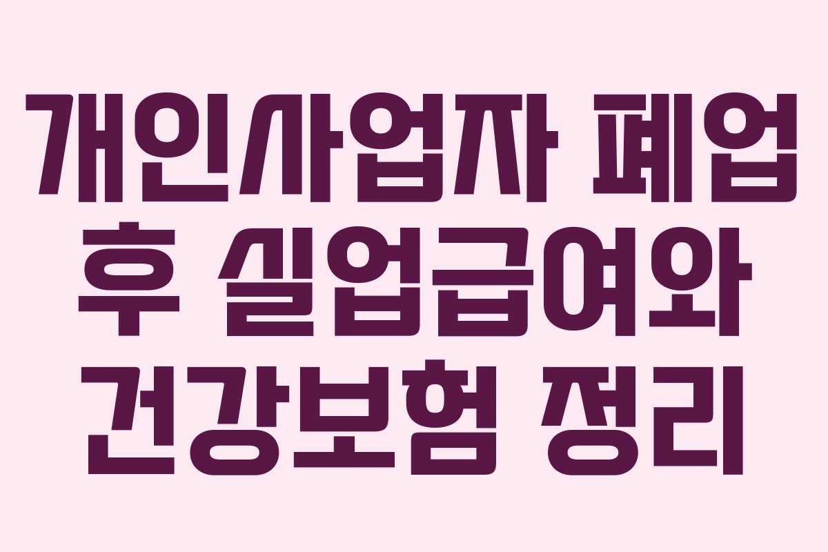 개인사업자 폐업 후 실업급여와 건강보험 정리 개인사업자 폐업 후 실업급여와 건강보험 정리