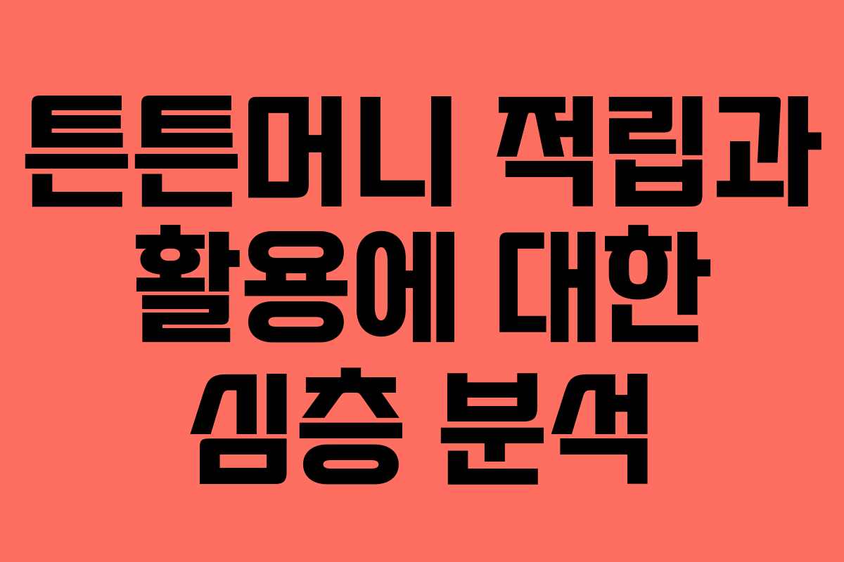 튼튼머니 적립과 활용에 대한 심층 분석