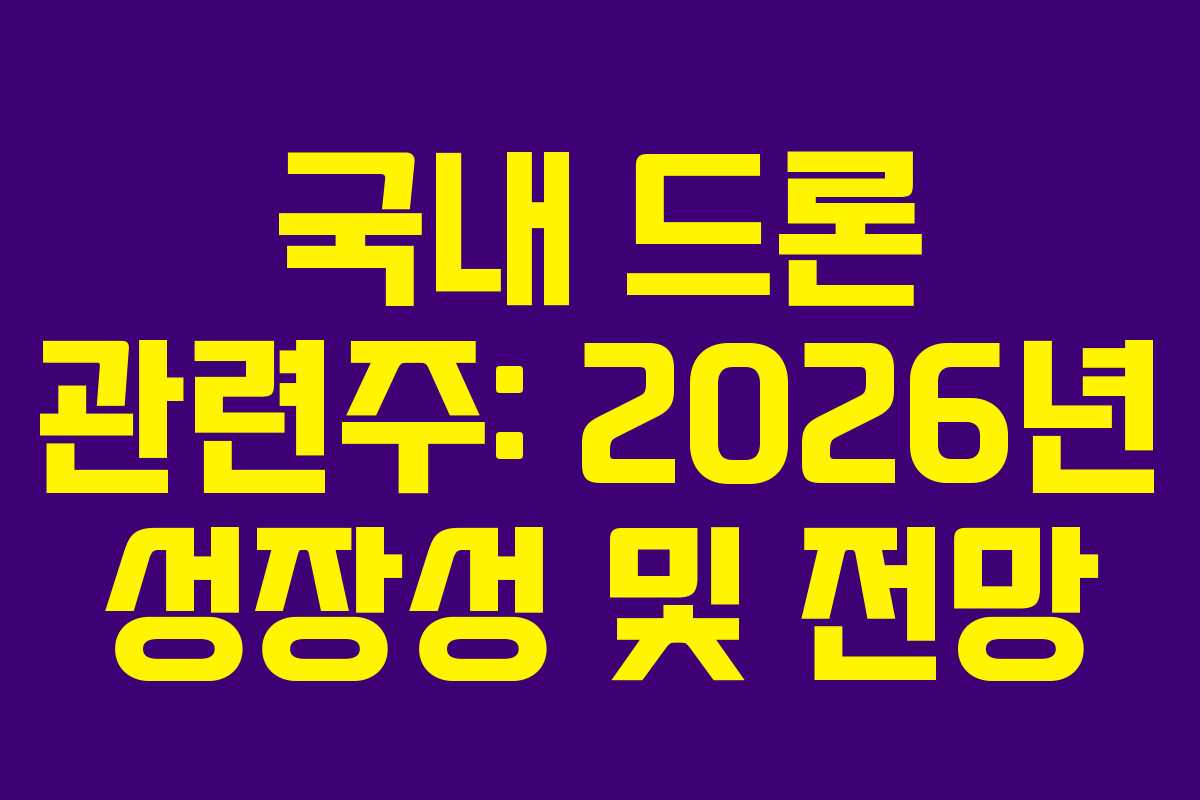 국내 드론 관련주: 2026년 성장성 및 전망