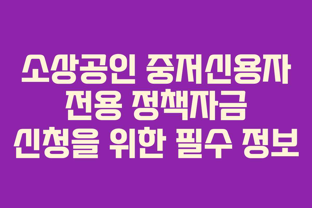 소상공인 중저신용자 전용 정책자금 신청을 위한 필수 정보