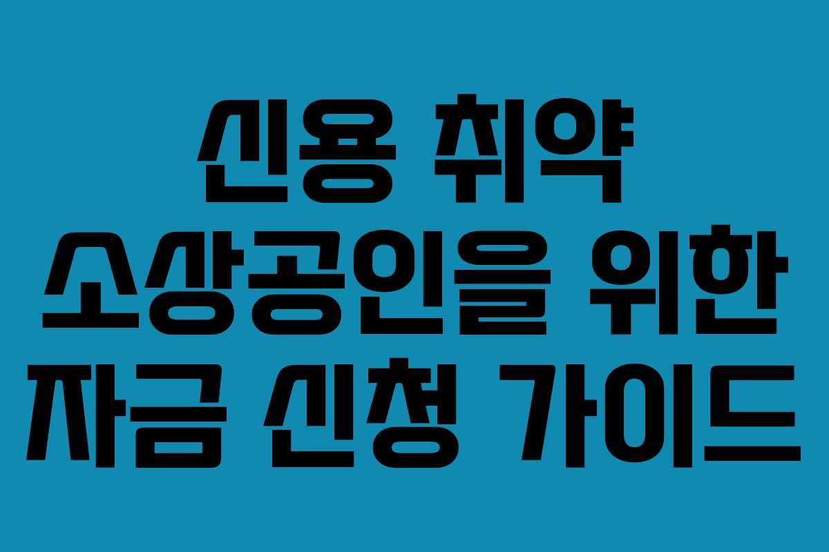 신용 취약 소상공인을 위한 자금 신청 가이드