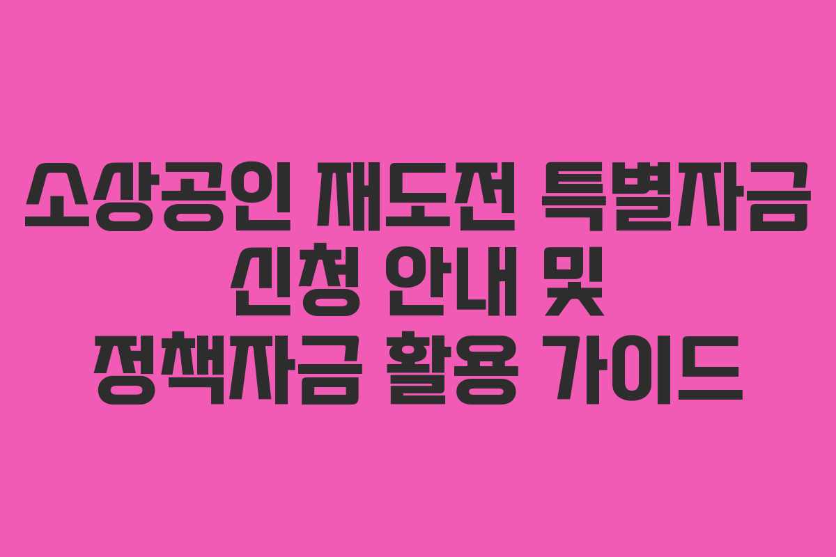 소상공인 재도전 특별자금 신청 안내 및 정책자금 활용 가이드