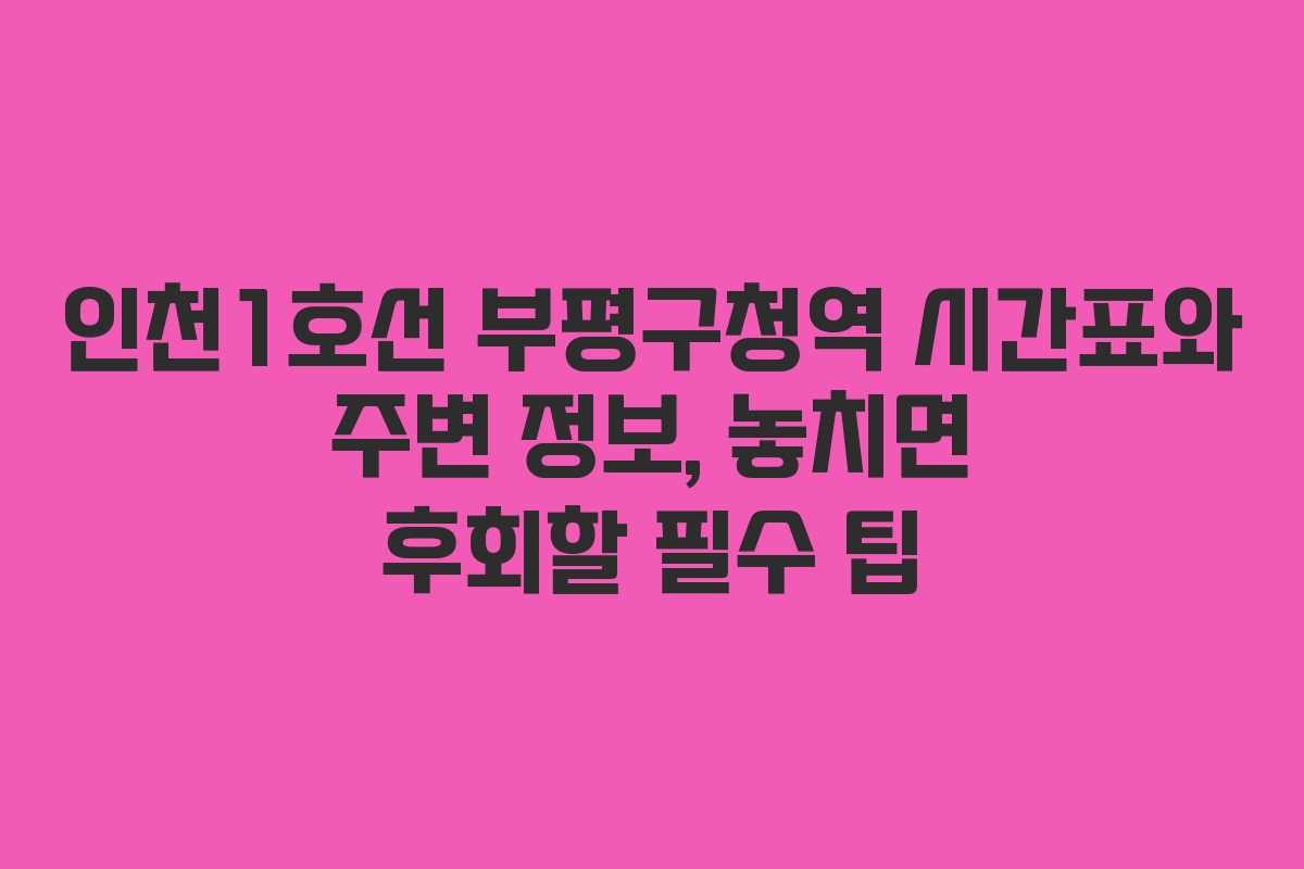 인천1호선 부평구청역 시간표와 주변 정보, 놓치면 후회할 필수 팁