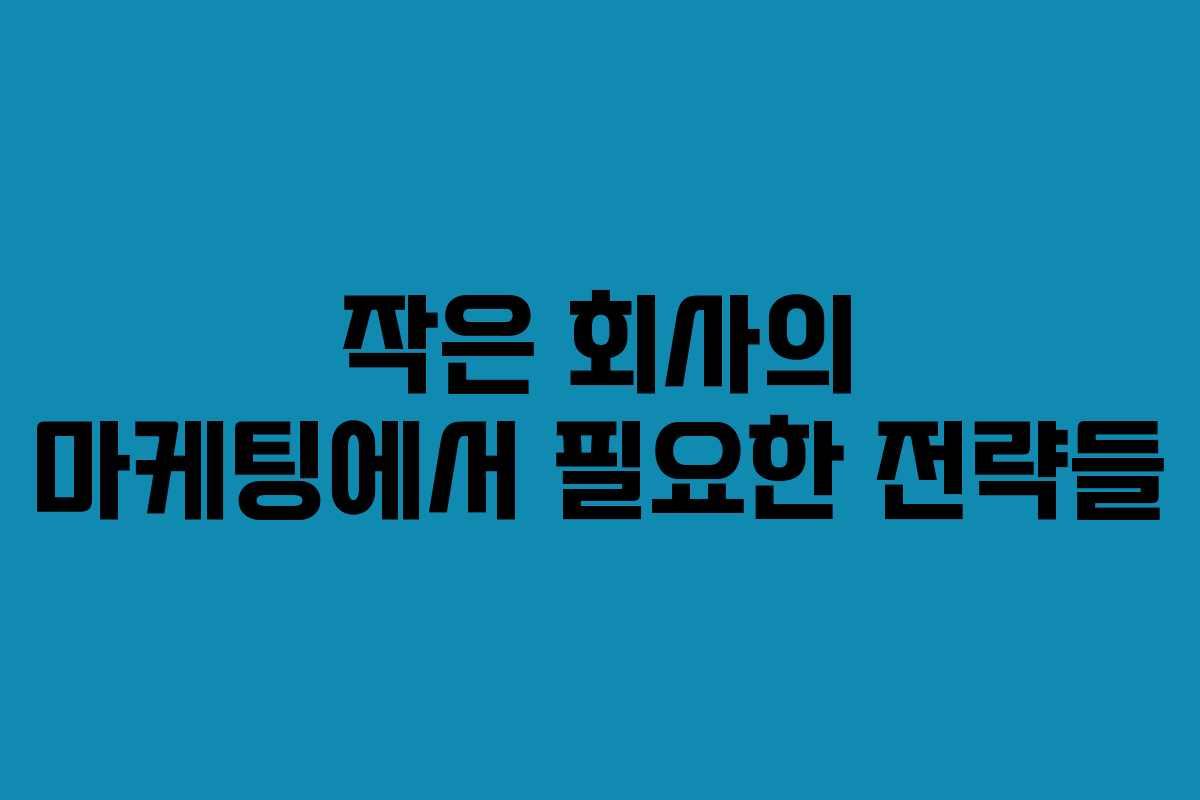 작은 회사의 마케팅에서 필요한 전략들
