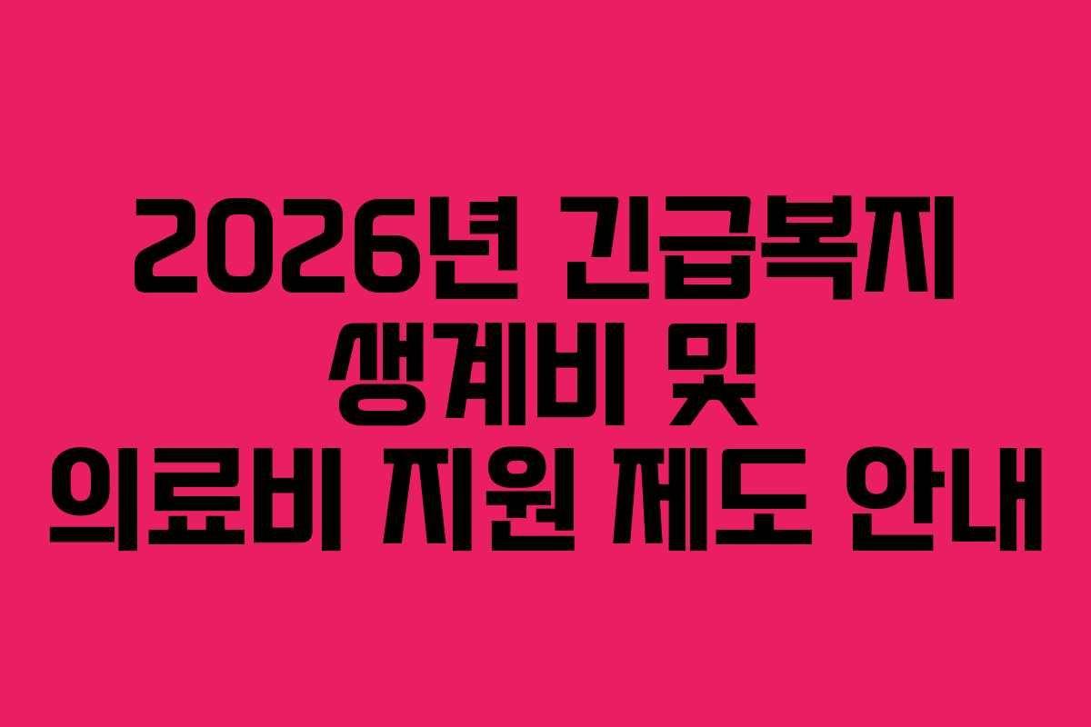 2026년 긴급복지 생계비 및 의료비 지원 제도 안내