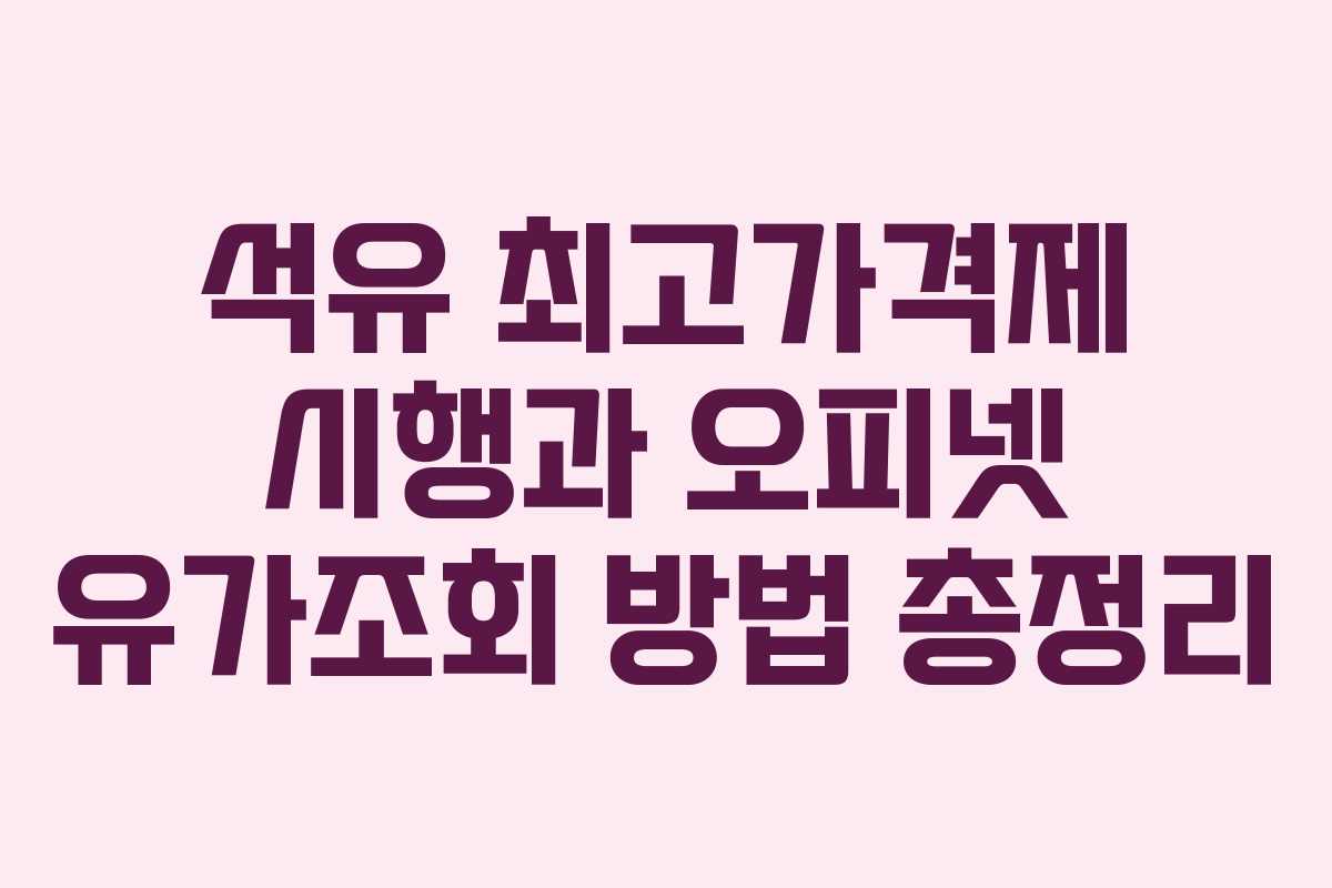 석유 최고가격제 시행과 오피넷 유가조회 방법 총정리