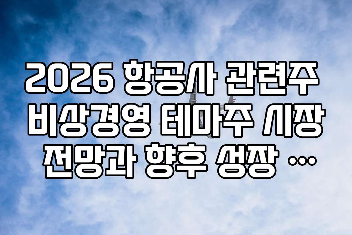2026 항공사 관련주 비상경영 테마주 시장 전망과 향후 성장 가능성 분석