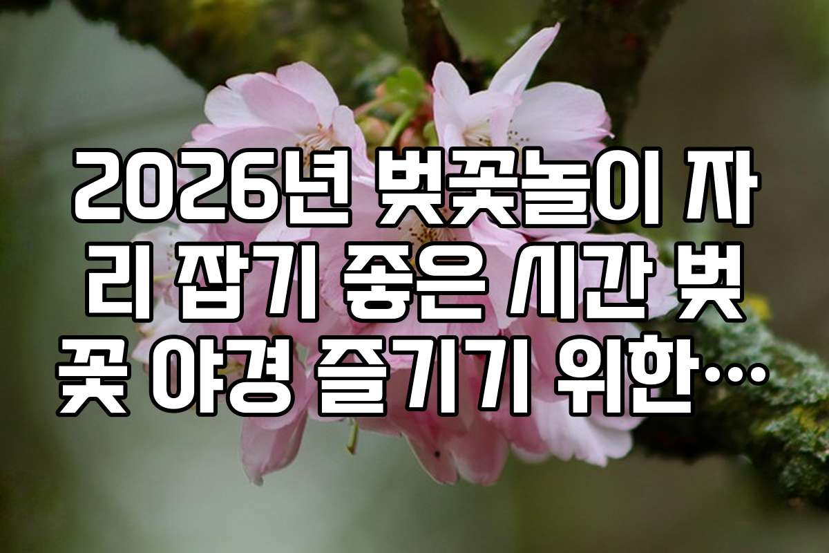 2026년 벚꽃놀이 자리 잡기 좋은 시간 벚꽃 야경 즐기기 위한 대기 시간