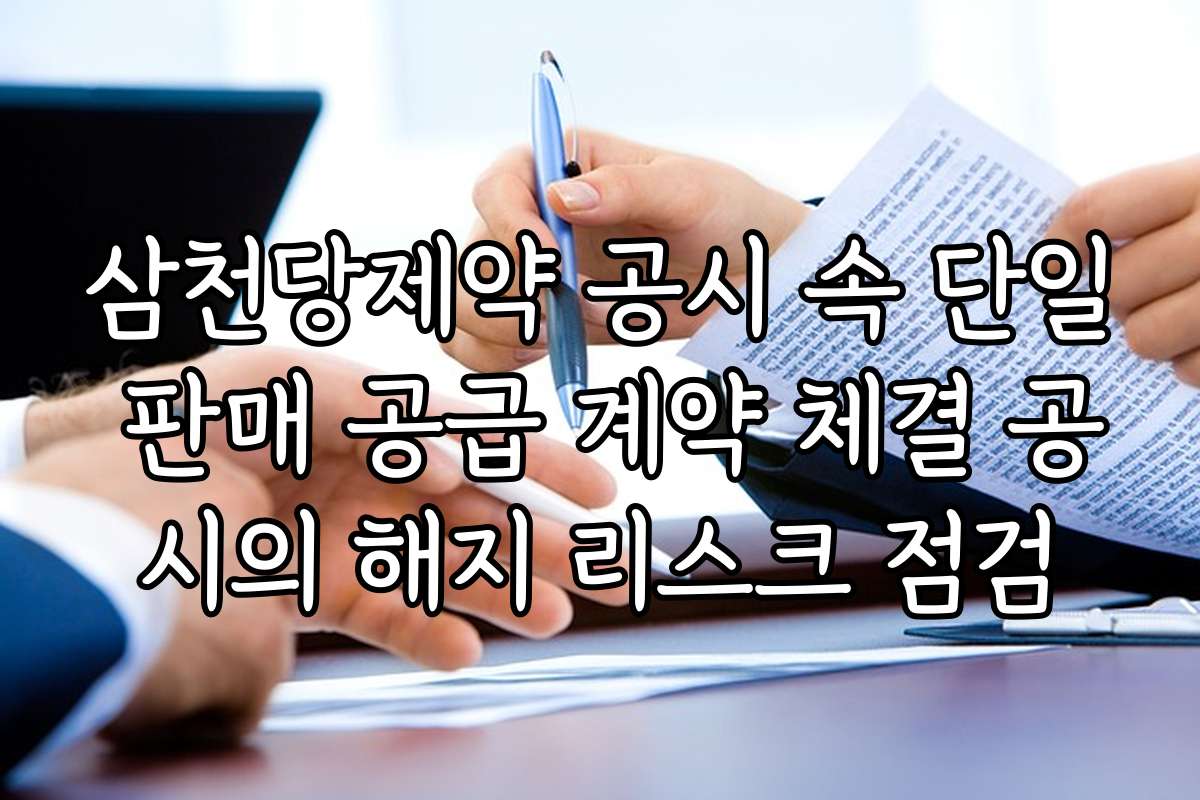 삼천당제약 공시 속 단일 판매 공급 계약 체결 공시의 해지 리스크 점검