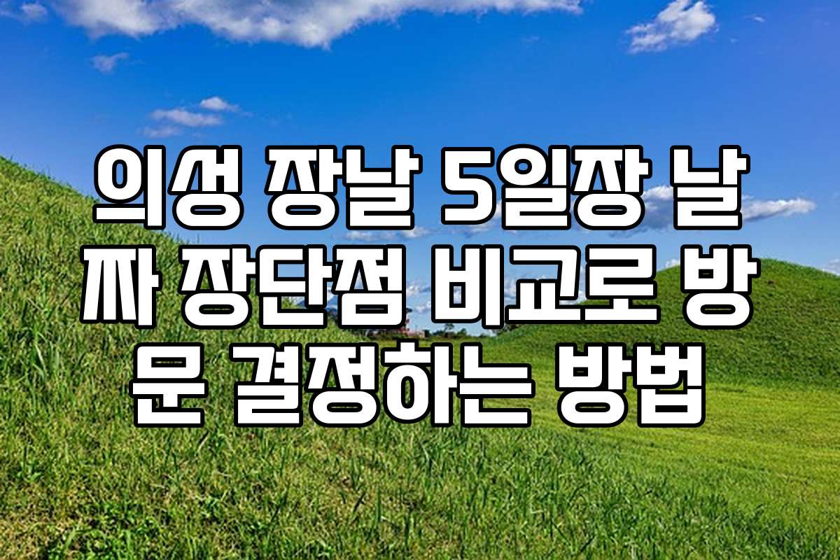의성 장날 5일장 날짜 장단점 비교로 방문 결정하는 방법
