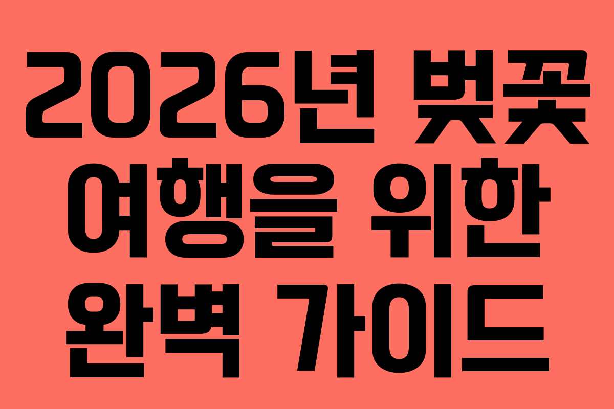 2026년 벚꽃 여행을 위한 완벽 가이드