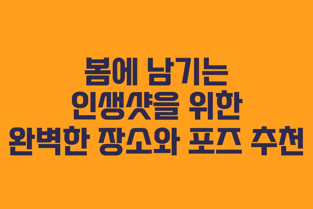 봄에 남기는 인생샷을 위한 완벽한 장소와 포즈 추천