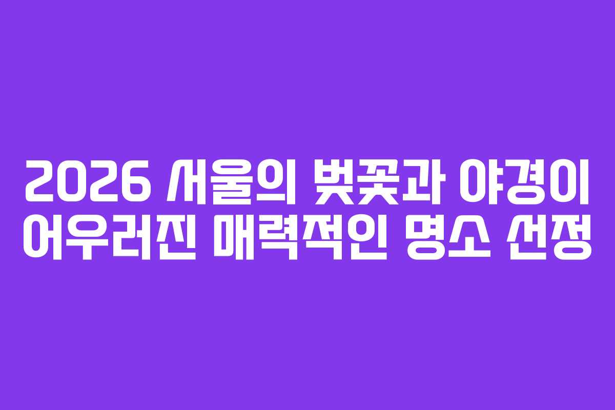 2026 서울의 벚꽃과 야경이 어우러진 매력적인 명소 선정