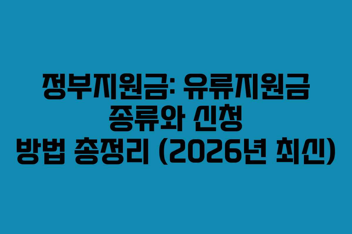 정부지원금: 유류지원금 종류와 신청 방법 총정리 (2026년 최신)
