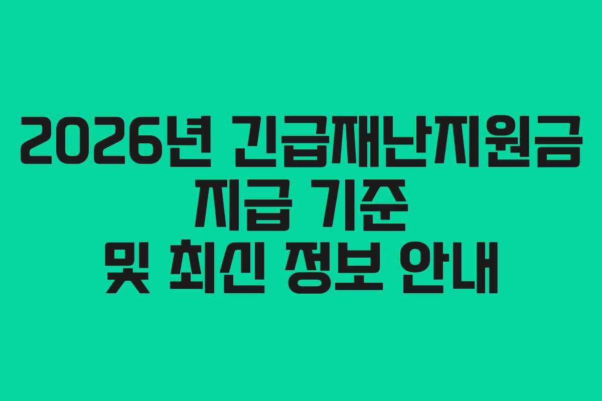 2026년 긴급재난지원금 지급 기준 및 최신 정보 안내