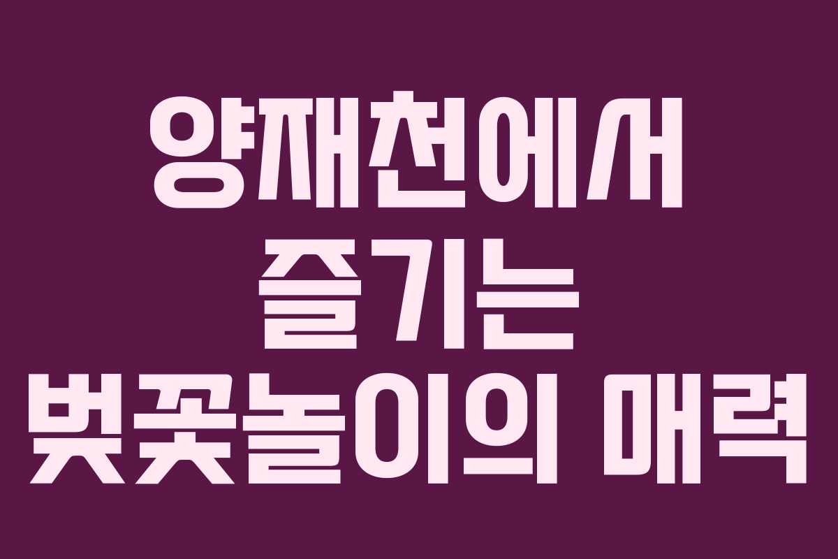 양재천에서 즐기는 벚꽃놀이의 매력