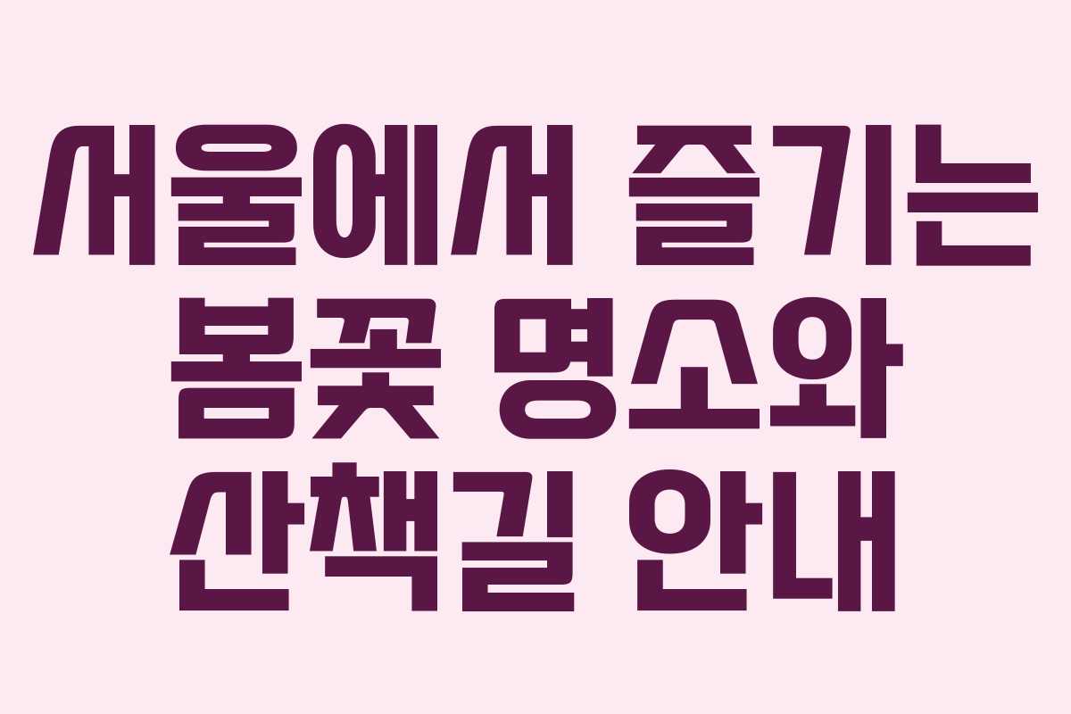 서울에서 즐기는 봄꽃 명소와 산책길 안내