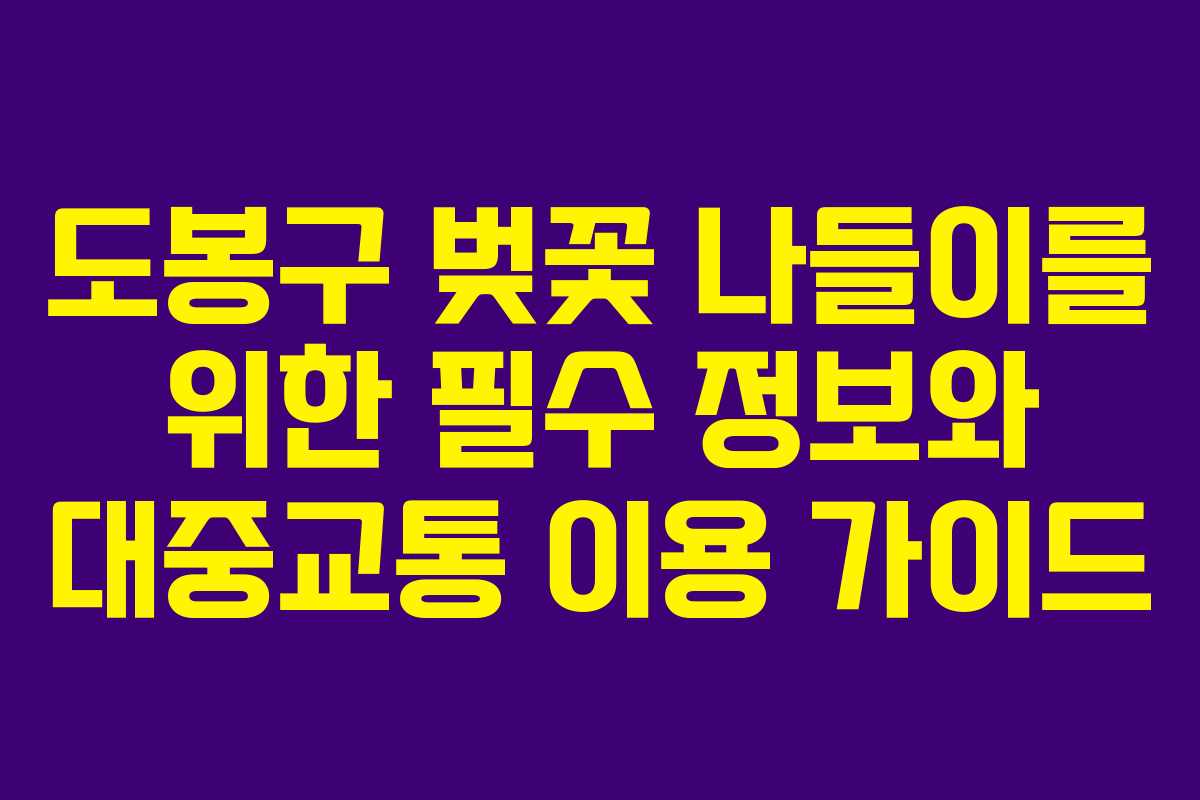 도봉구 벚꽃 나들이를 위한 필수 정보와 대중교통 이용 가이드