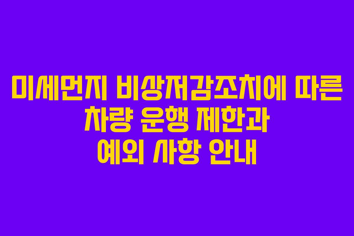 미세먼지 비상저감조치에 따른 차량 운행 제한과 예외 사항 안내