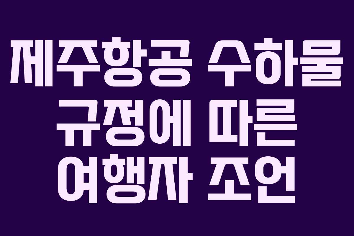 제주항공 수하물 규정에 따른 여행자 조언