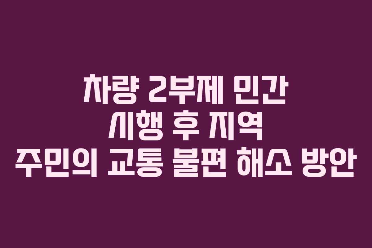 차량 2부제 민간 시행 후 지역 주민의 교통 불편 해소 방안