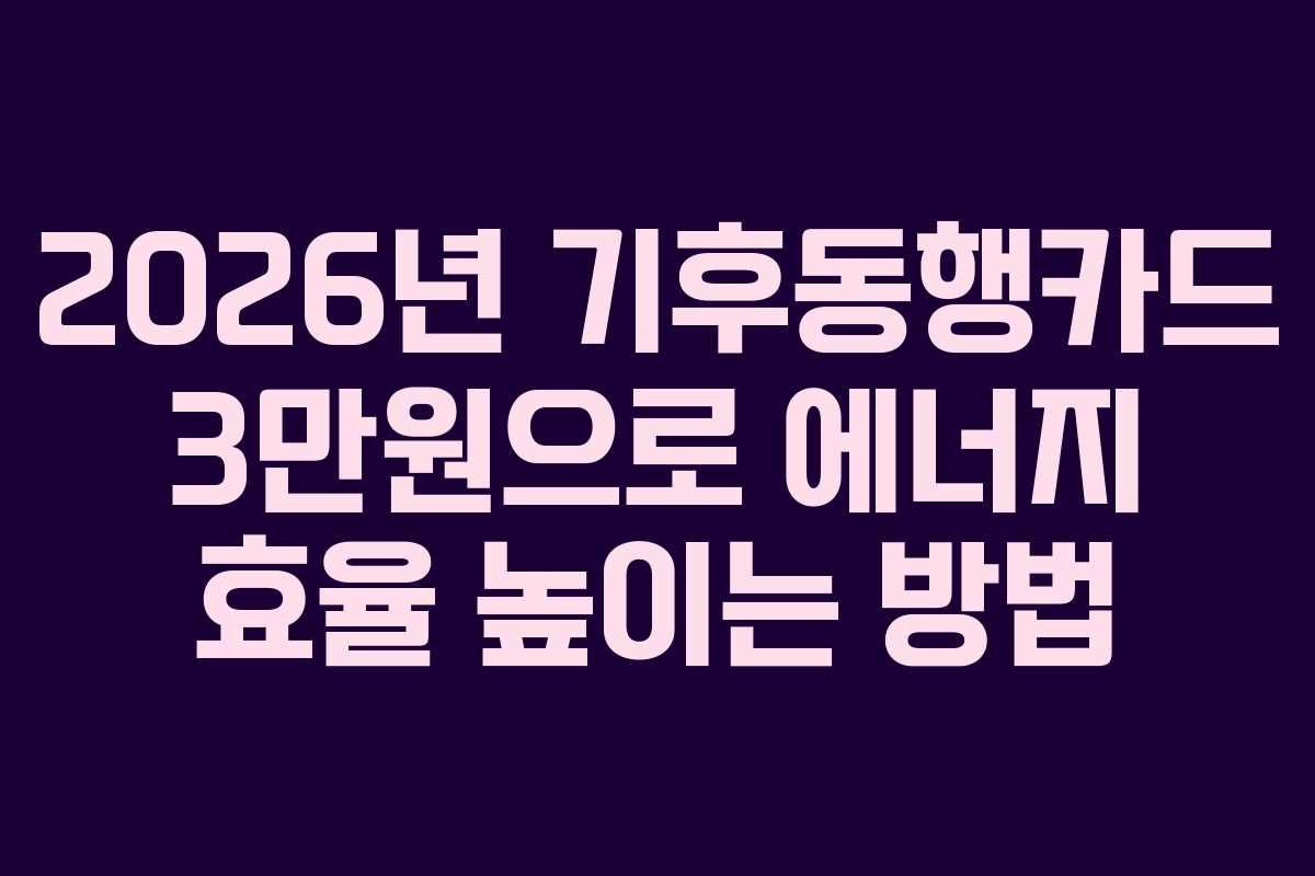 2026년 기후동행카드 3만원으로 에너지 효율 높이는 방법
