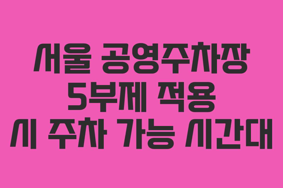 서울 공영주차장 5부제 적용 시 주차 가능 시간대