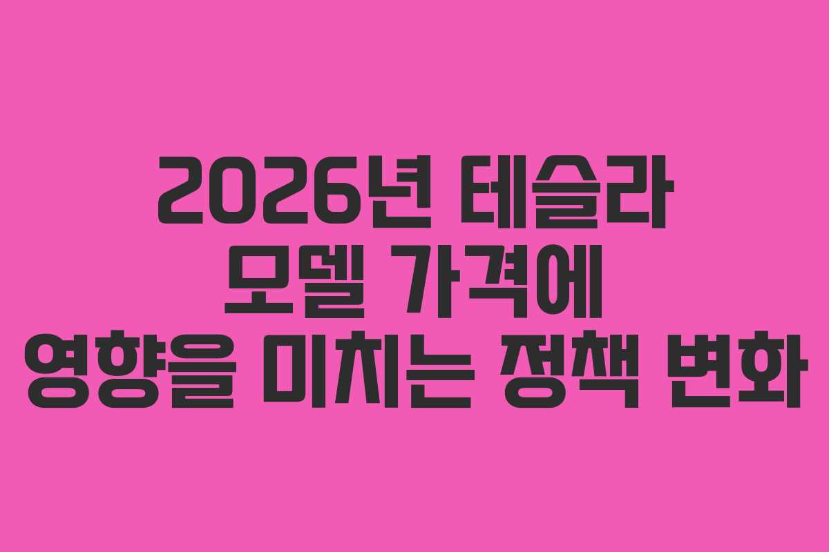 2026년 테슬라 모델 가격에 영향을 미치는 정책 변화
