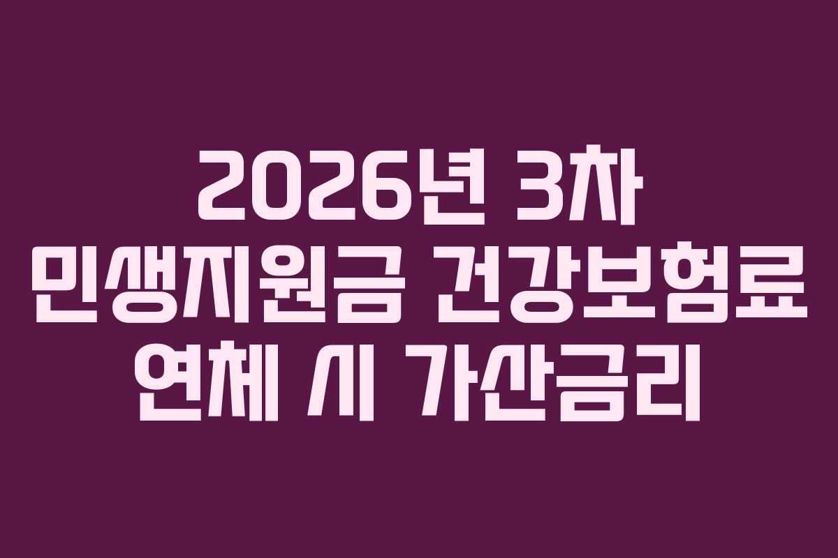 2026년 3차 민생지원금 건강보험료 연체 시 가산금리