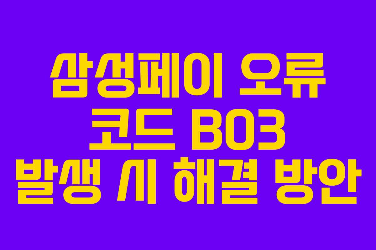 삼성페이 오류 코드 B03 발생 시 해결 방안