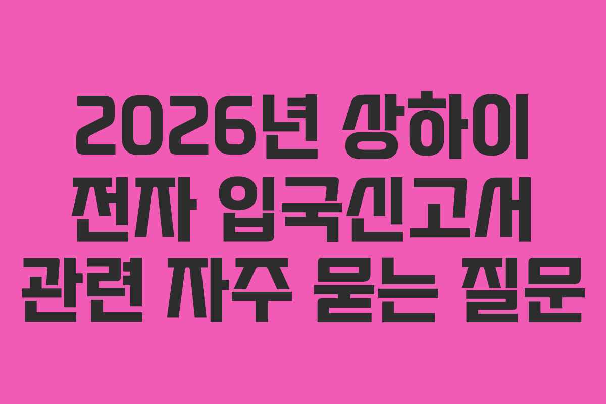 2026년 상하이 전자 입국신고서 관련 자주 묻는 질문
