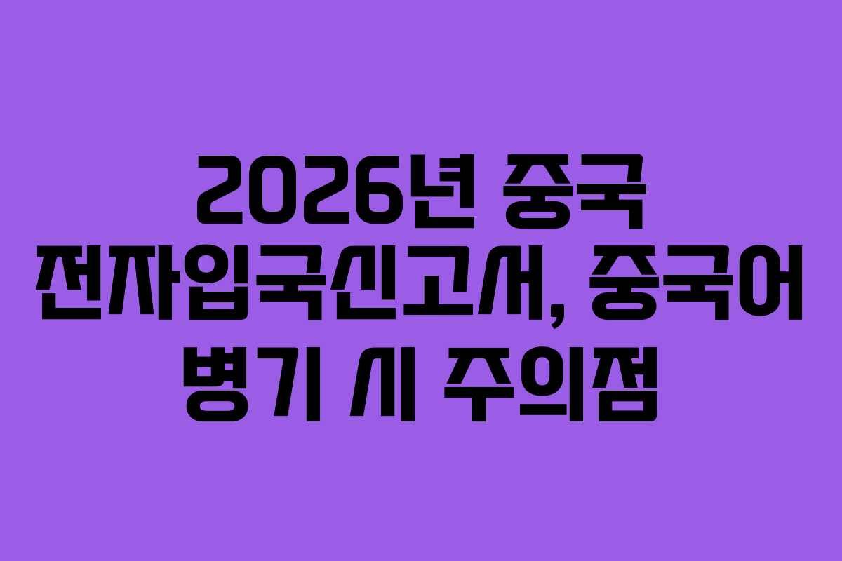 2026년 중국 전자입국신고서, 중국어 병기 시 주의점
