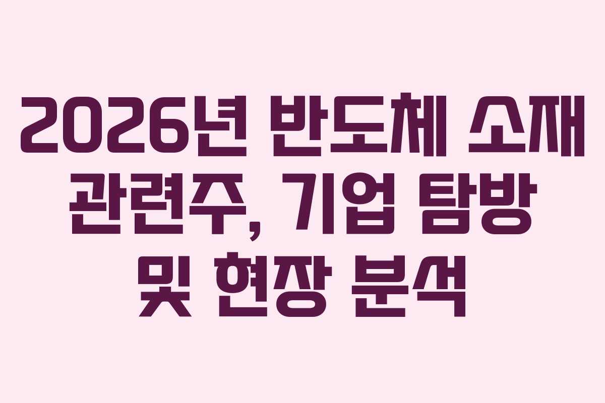 2026년 반도체 소재 관련주, 기업 탐방 및 현장 분석