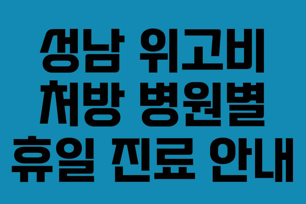 성남 위고비 처방 병원별 휴일 진료 안내