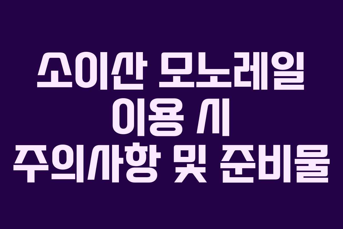 소이산 모노레일 이용 시 주의사항 및 준비물