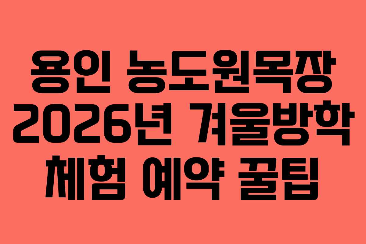 용인 농도원목장 2026년 겨울방학 체험 예약 꿀팁