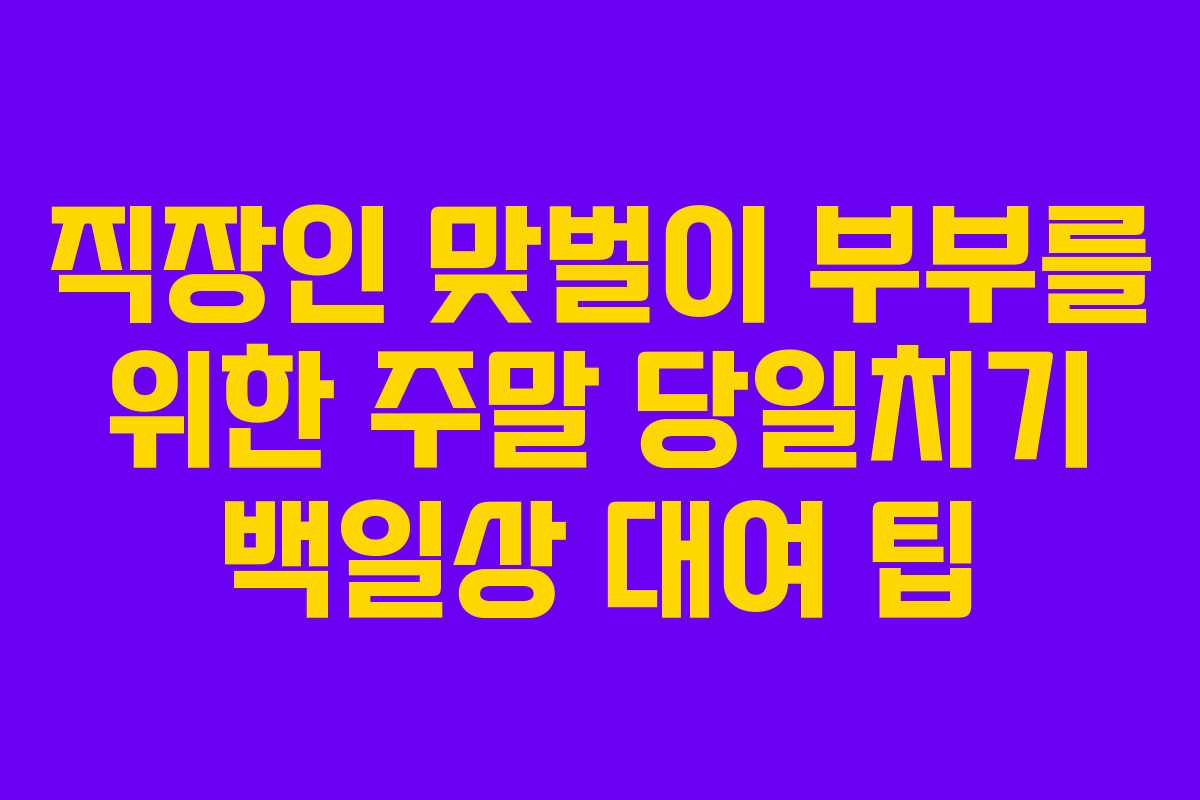 직장인 맞벌이 부부를 위한 주말 당일치기 백일상 대여 팁