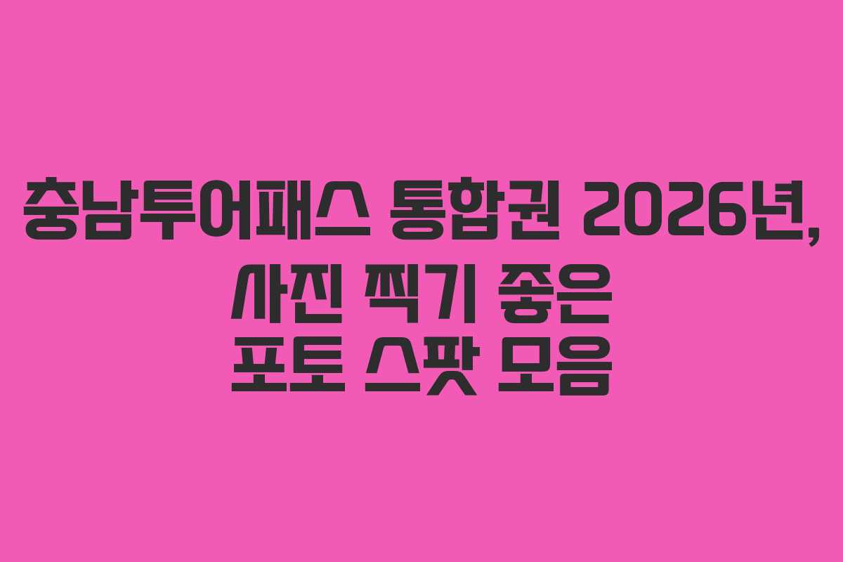 충남투어패스 통합권 2026년, 사진 찍기 좋은 포토 스팟 모음