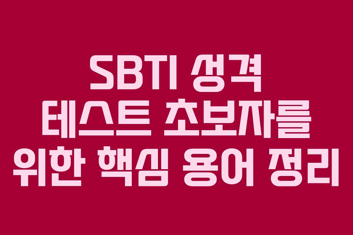 SBTI 성격 테스트 초보자를 위한 핵심 용어 정리